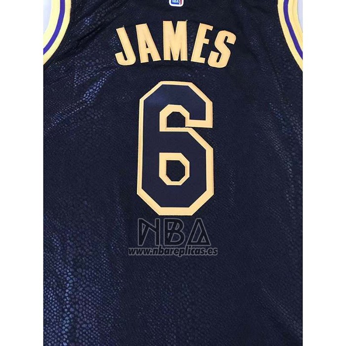 Camiseta Los Angeles Lakers LeBron James NO 6 Ciudad 2021-22 Negro